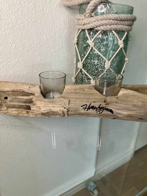 Simple and elegant driftwood candle